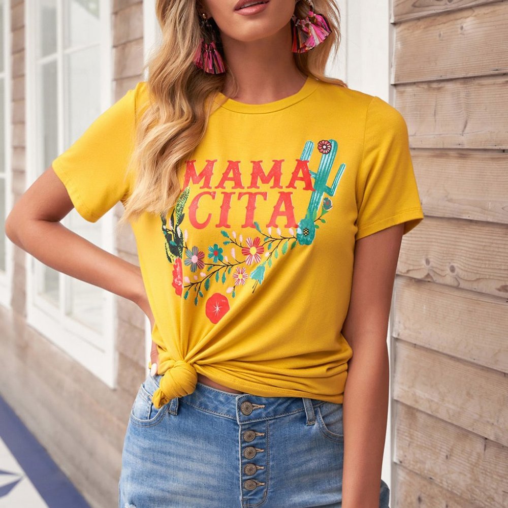 Mamacita Yellow Floral Cactus Tee - Picture 11 of 16